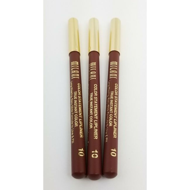 Lot of 3 Milani Color Statement True Instant Color Lipliner #10 Cocoa