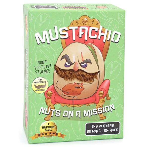 Gatwick Games Mustachio- Mustaches Now Included, a Strategy Game of Trickery and Scheming Nuts, Funny Board Games for Teens and Family Night, Card Game for 2-6 Players