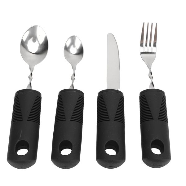 Ergonomic Weighted Silverware Set for Parkinsons Patients Hand Tremor Spoon Fork Knife Arthritic Hands Adaptive Utensil [2 Pieces]