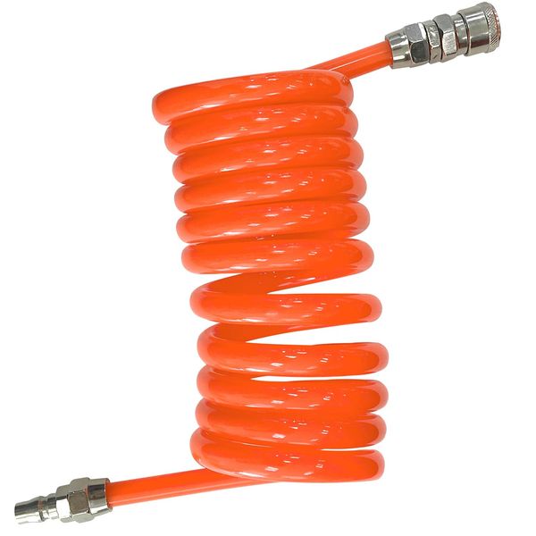 Socpuro Spiral Air Hose, 0.5 x 0.3 inches (12 x 8 mm), Air Hose, 3.6 ft (3 m), One-touch Air Compressor, Quick Fitting, Suitable for PU 0.8 Mpa, Coil Hose, Screw Hose, Elastic (0.5 x 0.3 inches (12 x