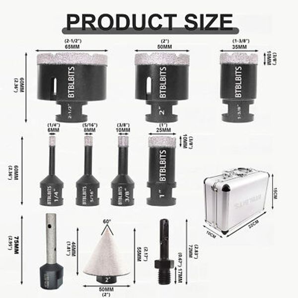 Diamond Drilling Bit Set for Ceramic Granite Tile Hole Saw Cutter Tool 10pcs/Box