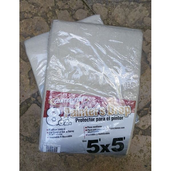 2-Pack Painters Canvas Drop Cloth  5’ x 5’ Feet -8 Oz. Contractor Series