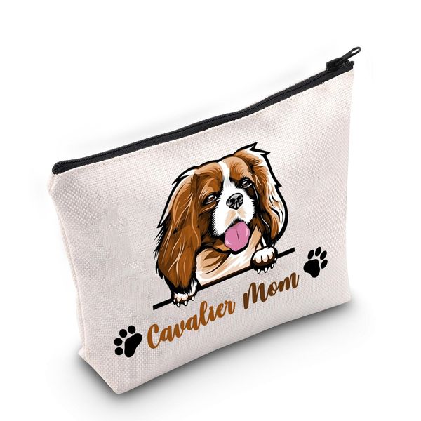 PYOUL Cavalier King Charles Spaniel Liebhaber Geschenk Cavalier Mama Make-up Tasche Cavalier King Charles Spaniel Besitzer Kosmetiktasche Reißverschluss Reisetasche, Cavalier Mom Tasche