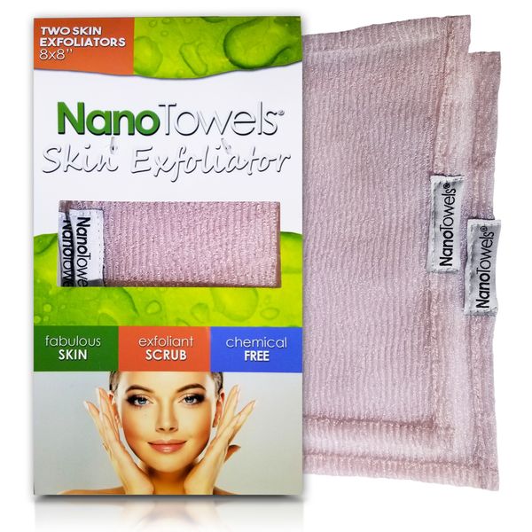 Nano Towels Skin Exfoliating Cleanser | Personal Microdermabrasion Face Wash, Pore Toner & Body Scrub Cloth | Chemical Free Dead Skin and Blackhead Remover. Korean Skin Care Secret | 2 Exfoliators