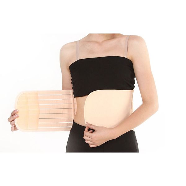 1PCS Beige Striped Style Adjustable Elastic Abdominal Binder Postnatal Belly Waist Slim Slimming Shaper Back Support Girdle Belt Pregnancy Recoery Shapewear Abdomen Corset Staylace for Women (L)