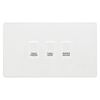 BG Evolve Pearlescent White Custom Appliance Grid Switch 3 Gang Screwless