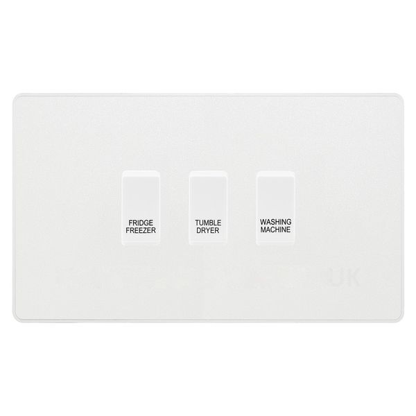 BG Evolve Pearlescent White Custom Appliance Grid Switch 3 Gang Screwless