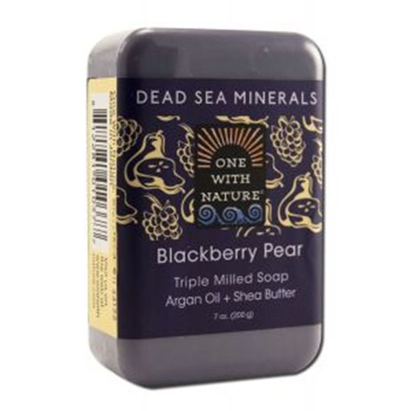 One With Nature Blackberry Pear Dead Sea Mineral Soap, 7 Ounce Bar