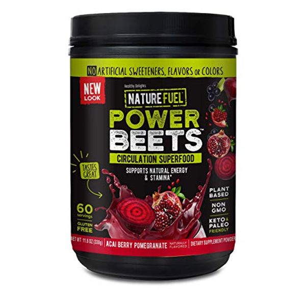 Nature Fuel Power Beets Powder, Delicious Acai Berry Pomegranate, Concentrated Superfood Supplement, Supports Circulation, Natural Energy & Stamina, Non-GMO, 60 Servings