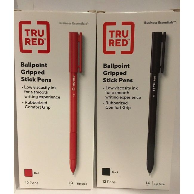 TRU RED Ballpoint Pen Medium Point 1.0mm Black & Red, Dozen Each New