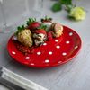 City to Cottage® Red and White Pottery | Polka Dot Spotty | Handmade Hand Painted | Glazed Ceramic 7.9inch/20cm | Side Dessert Plate | Unique Dinnerware