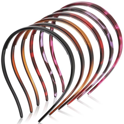 TOBATOBA 6Pcs Flex No Pressure Headbands No Headache Headbands for Women with Glasses, Comfortable Plastic Headbands with Teeth, Fashion Skinny Headbands Non Slip, Hair Accessories for Women Girls