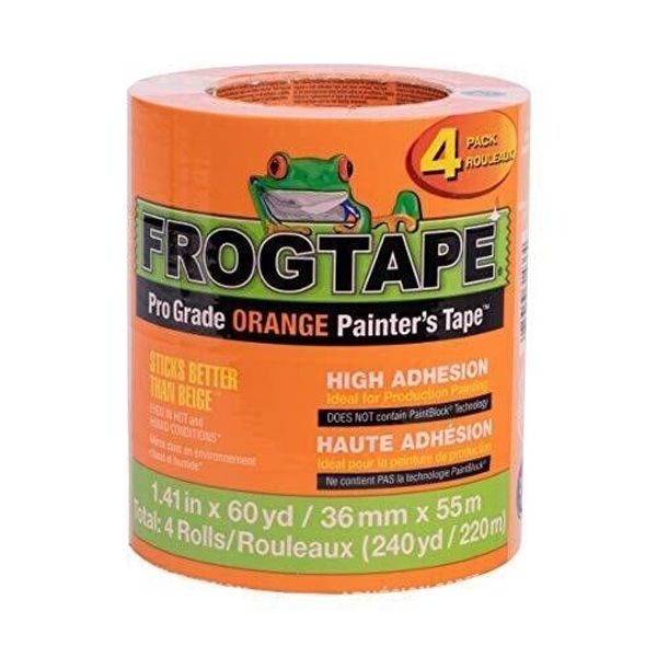 FrogTape Pro Grade Orange Painter’s Tape, Each Roll 1.41 in. x 60yd, 4-PK