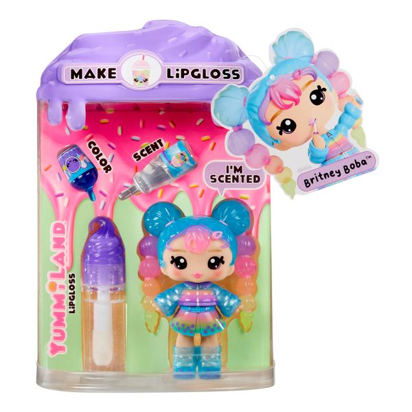 Yummiland Lip Gloss Doll - Britney Boba, with DIY Lip Gloss Kit, Ages 4+