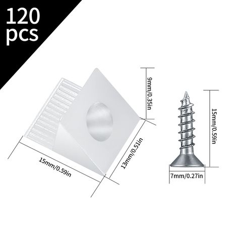 120 Pcs Drawer Wedges with Screws, Drawer Bottom Support Brackets, Fixing Mending Wedges, Plastic Angle Code Bracket Fasteners, Drawer Reinforcement Repair Kit for Furniture Sagging Drawer