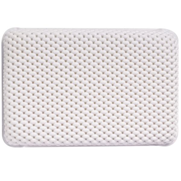 OSVINO Bath Pillow Thick Comfy Drainage for Jetted Tub Spa Cushion with 8 Suction Cups, White, 7.5"x11.5"x2"