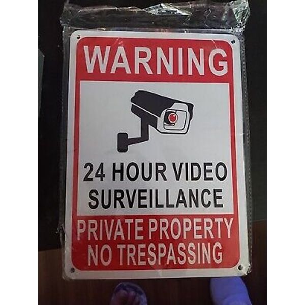 Surveillance Sign Lot Of 5