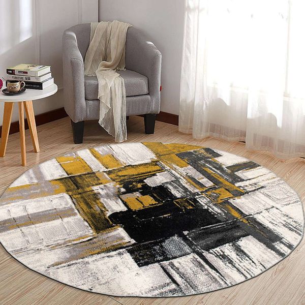 Rugshop Round Area Rugs Contemporary Modern Abstract Round Carpet Turkish Rugs