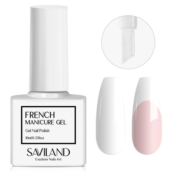 SAVILAND French Gel Nail Polish: 1PC 10ML White Gel Polish Easy French Smile Line in 5s French Tip Nail Tool French Nails U V LED Gel French Tip Nail Art Nail Supplies for Starter Professional Gift