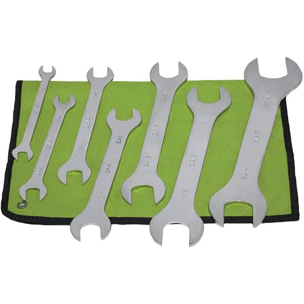 Grip 7 pc Super Thin Wrench Set- Includes 3/8” x 7/16”, 1/2” x 9/16”, 5/8” x 11/16”, 3/4” x 13/16”, 7/8” x 15/16”, 1” x 1-1/16”, 1-1/8” x 1-1/4” - Roll Up Storage Pouch