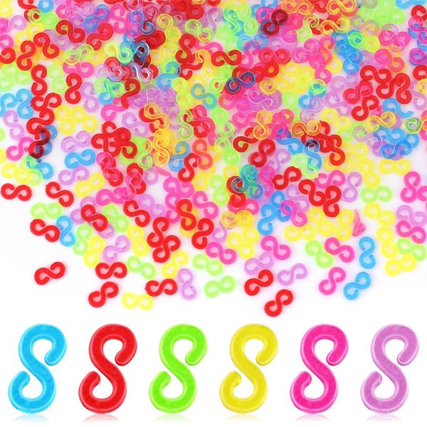 S Clips Rubber Band Clips 500PCS Rubber Band Bracelet Clips Connectors Refills Bracelet Kit Clip Loom Rubber Band Clips Colorful Rubber Band Connectors Clip for Loom Bracelets DIY Handicrafts