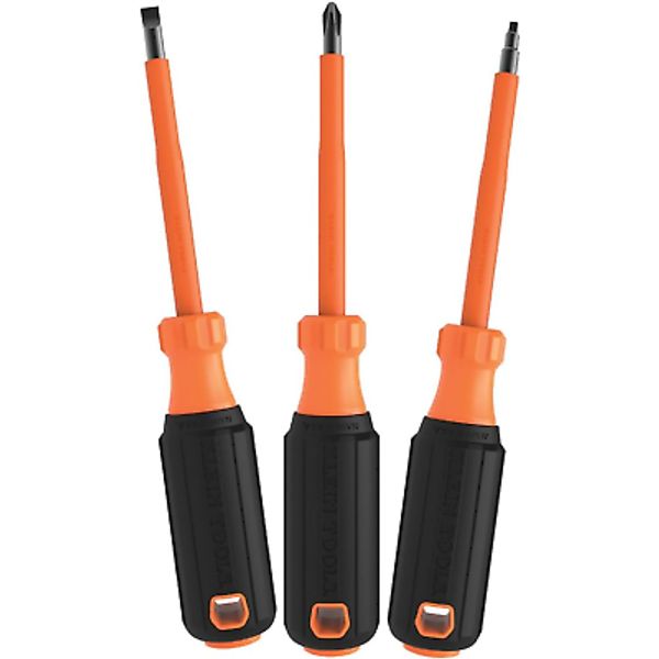 85073INS Insulated Screwdriver Set Features 1000V Phillips, Slotted and Square