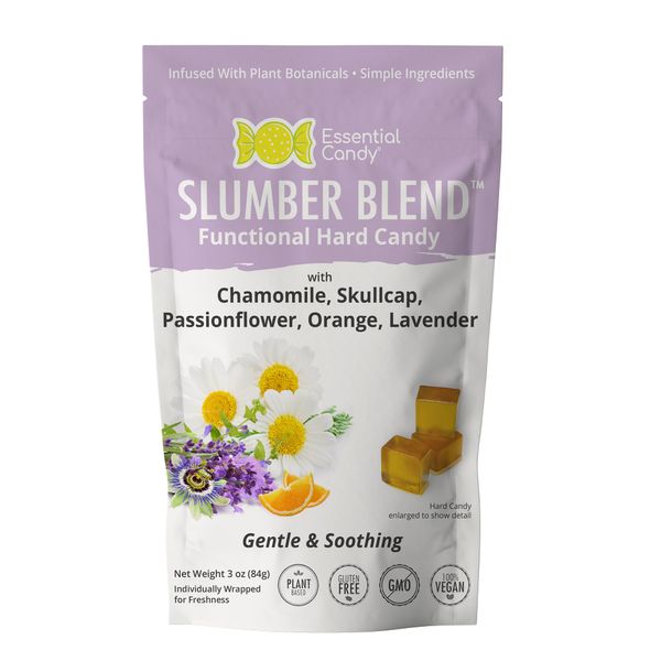 Slumber Blend Functional Hard Candy, Restful Nights, Organic Chamomile, Skullcap, Passionflower, Orange, Lavender, Gluten-Free, Non-GMO, Vegan