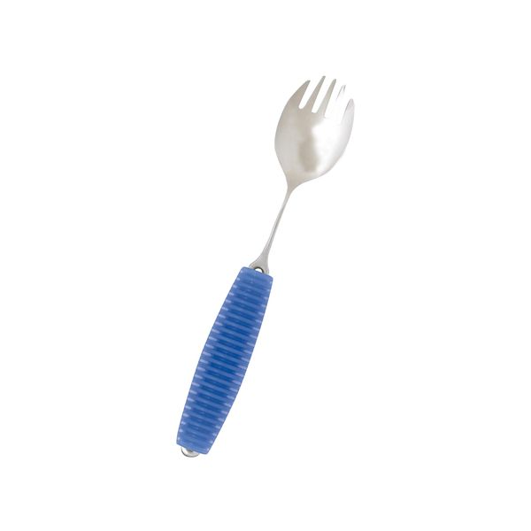 Okabe Hiroshi Tableware Seisakusho FLEX FM-04B Flex Metal Spoon, Split Tip, Grip, Large, Blue