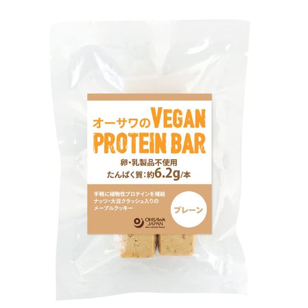 Vegetable Heart Osawa Vegan Protein Bar (Plain), 2 Bottles (Approx. 2.1 oz (60 g), 10 Pack