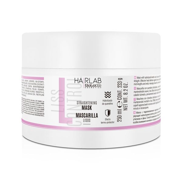 SALERM Hair Straightening Mask - Smooth Hair Mask - 250 ml - Perfect Smoothing for Unruly Hair - Hydrolyzed Keratin and Coconut Oil - Heat Protection for Hair - Anti Frizz