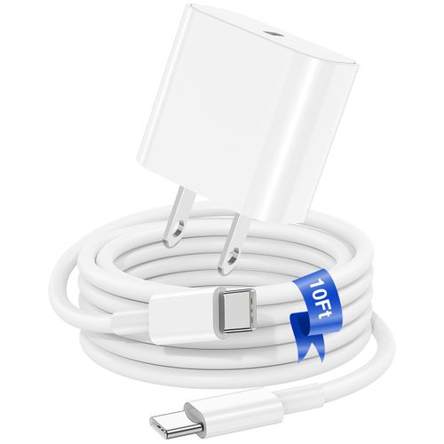 iPhone 16 15 Fast Charger Block/10ft Type C to C Cable Cord Long, 20W USB C Charging Plug for Apple iPhone 16 Pro Max/16 Plus/15 Pro Max,iPad 12.9/11 inch 4/3th/Air/Mini,Wall Power Adapter Cube Brick