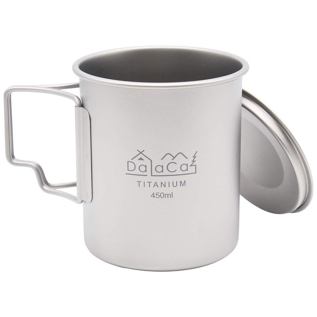 DaLaCa Titanium Mug, 15.9 fl oz (450 ml), Open Fire OK, Single Wall Construction, Titanium Mug (Single)