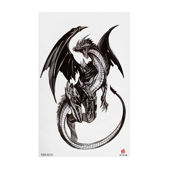 2 x XL Drachen Tattoo - Motiv in schwarz - Temporary Body Tattoo - TBS8272 (2)