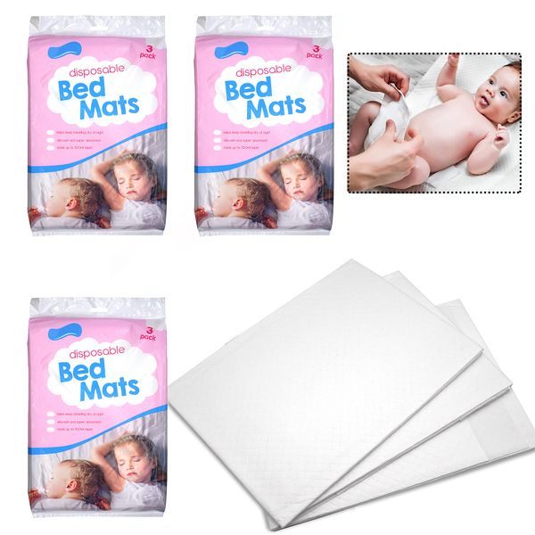 Disposable Bed Pads 90cm, Absorbent Waterproof Bed Mats, Sofa Chair Mattress Protectors, Incontinence Pads for Babies Children Adults (1Pk- 9Pcs Bed Mats)