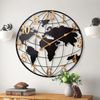 Large World Map Wall Clock, Metal Minimalist Modern Clock,Round Silent Non-Ticki