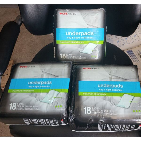 54-CVS Health Underpads Day & Night Protection XL Size Disposable