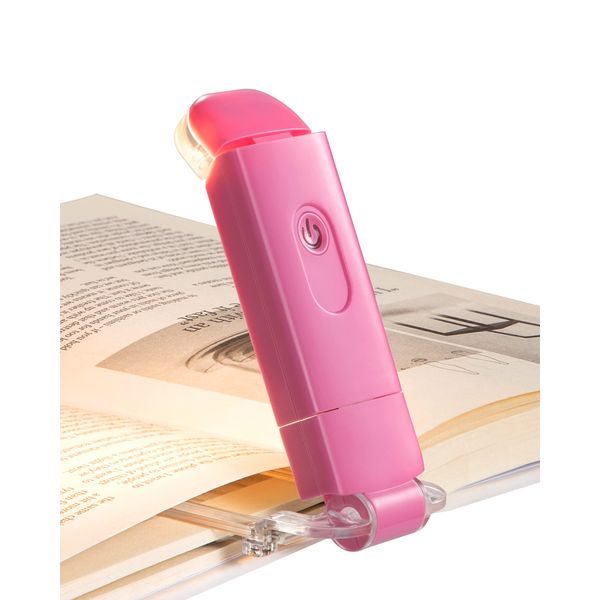 DEWENWILS Book Reading Light, USB Rechargeable Booklight for Reading in Bed, LED Clip On Book Lights for Kids, Bookworms, Blue Light Blocking, 4 Brightness Adjustable for Eye Care (Pink)