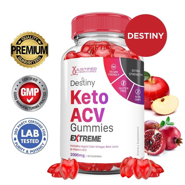 Destiny Keto Extreme ACV Gummies 2000MG Apple Cider Vinegar 60 Gummys