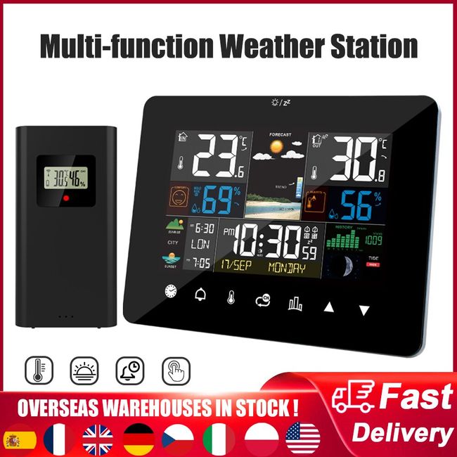 FJ3352 Weather Station With Barometer Forecast Temperature Humidity Wireless  Outdoor Sensor Alarm and Snooze Digital Clock