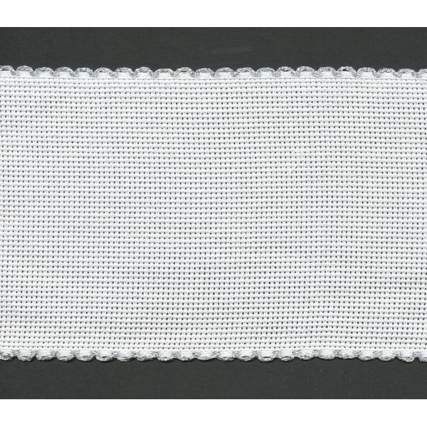 Stitchtastic 4 Inch/10cm Wide Aida Band (14 Count) - Silver Edging
