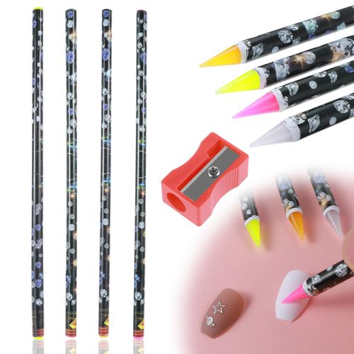 4 Pack Rhinestone Picker Tool, Self Adhesive Wax Pencil for Rhinestones, Rhinestone Pen Gem Picker Tool with Pencil Sharpener Nail Dotting Tool for Nail Art DIY Painting