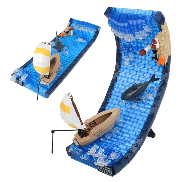 Seyaom Ship Model Building Blocks Kits, Sailing Adventure Toy Boat Building Blocks Set, MOC Sailboat Model Construction Set, STEM Educational Blocks Toys for Adults and Teens(Older and Sea)