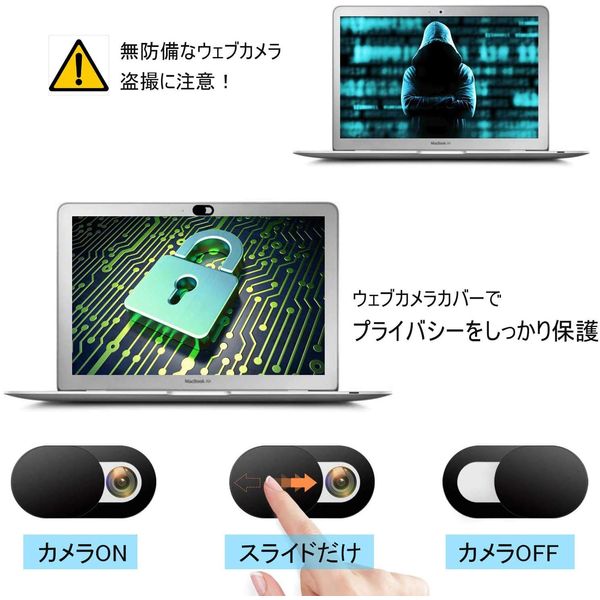 Access iP55BK6P Webcam Cover, Voyeur Prevention, 0.03 inch (0.7 mm), Ultra Thin, Smooth Slide, Privacy Protection, Webcam Cover, Compatible with Tablets, Laptops, Smartphones, and More