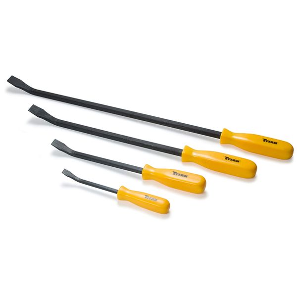 Titan 17101 4 pc. Pry Bar Set, Includes 8-Inch, 12-Inch, 18-Inch, and 24-Inch Screwdriver Pry Bars, Factory, Forged Carbon Steel