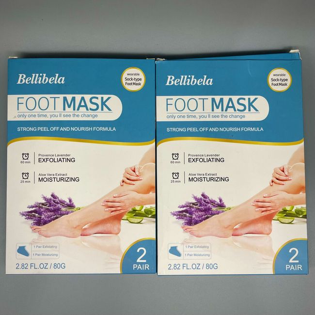 Foot Peel Mask Bellibela Exfoliating Foot Mask Foot Masks Repairs Dead 2ct x 2PK