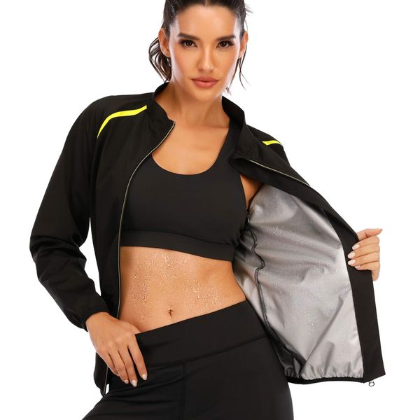 SEXYWG Women Sauna Jacket Slimming Sweat Sauna Suit Sauna Shirt Long Sleeve Workout Tops Body Shaper