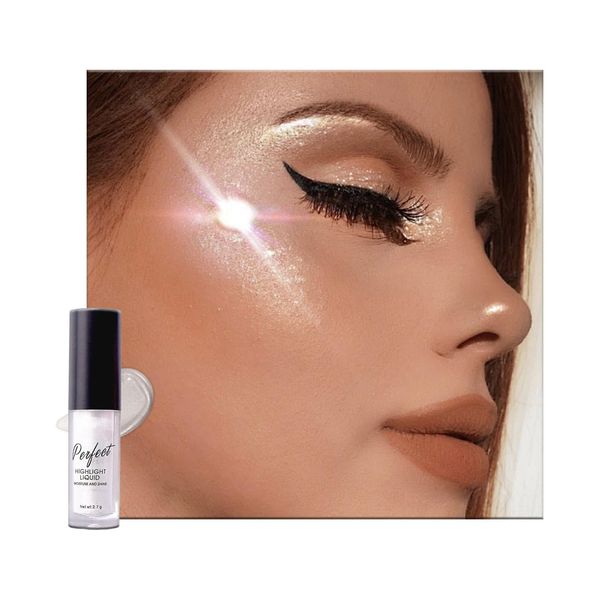 Pearl White Liquid Highlighter, Pearlescent Diamond Shine Body Shimmery Liquid Blusher, Brightening Cream Shimmer Dazzling Highlight Makeup, Natural Smooth Blendable Non-Sticky Face Body Glow