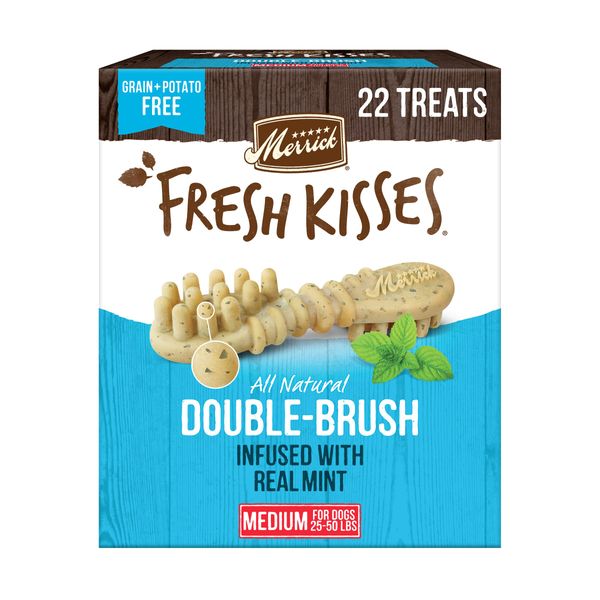 Merrick Fresh Kisses Dog Dental Chews For Medium Breeds, Grain Free Dog Treats Infused with Real Mint - (4) 22 ct. Boxes