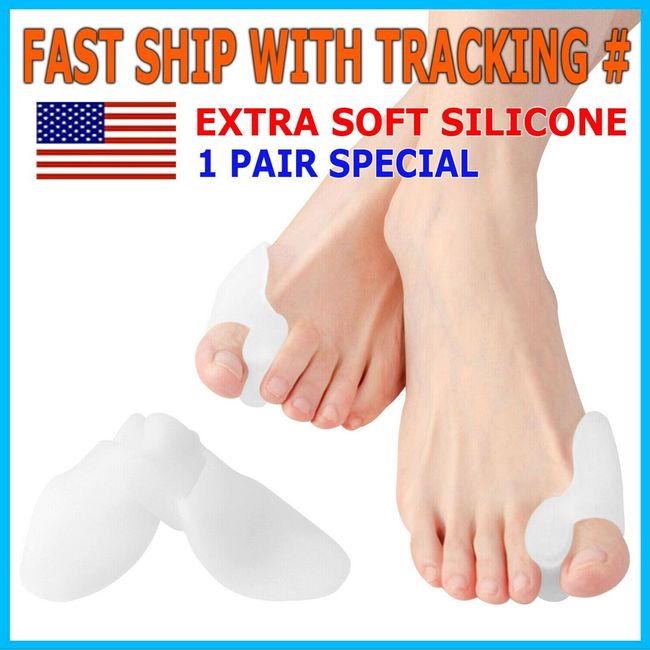 1 Pair Silicone Gel Bunion Toe Corrector Orthotics Straightener Separator Pain