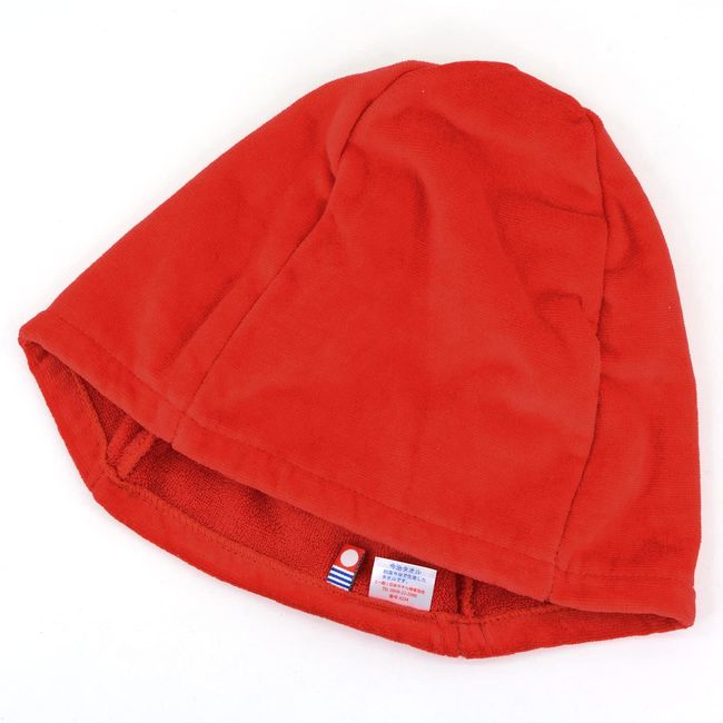 Imabari Towel Sauna Cap, Leisure Hat, 100% Cotton, Made in Japan, Antibacterial, Odor Resistant, Antiviral, Shirring, Red, M